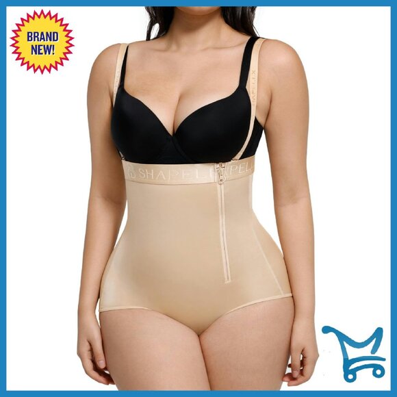 High Waist Tummy Control Shapewear Panty with Zipper & Steel Boning